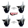 Service Caster 35 Inch Solid Polyurethane 12 MM Threaded Stem Caster Set with Brake SCC-TS20S3514-SPUS-PLB-M1215-4